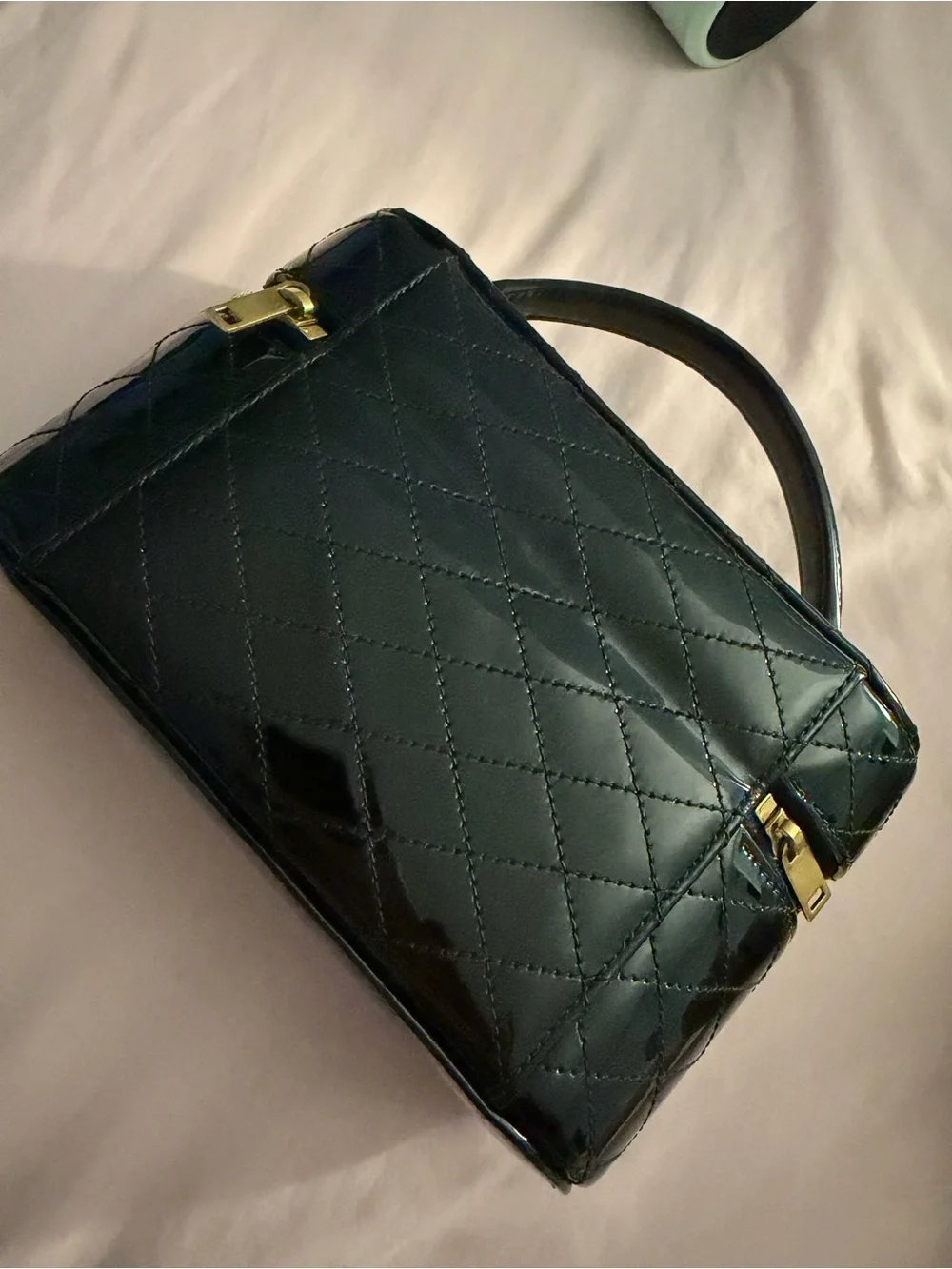 Saint Laurent Black Quilted Leather Vanity Case with Gold Hardware